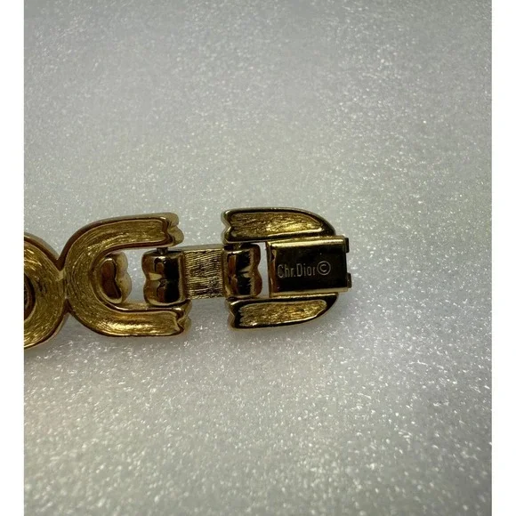 Vintage Dior Gold Tone Chain Link Bracelet‎ 191g Pave Crystal Statement 7” - Picture 7 of 9